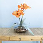 Arranjo De Amarílis Laranja No Vaso Vidro | Flor Artificial F